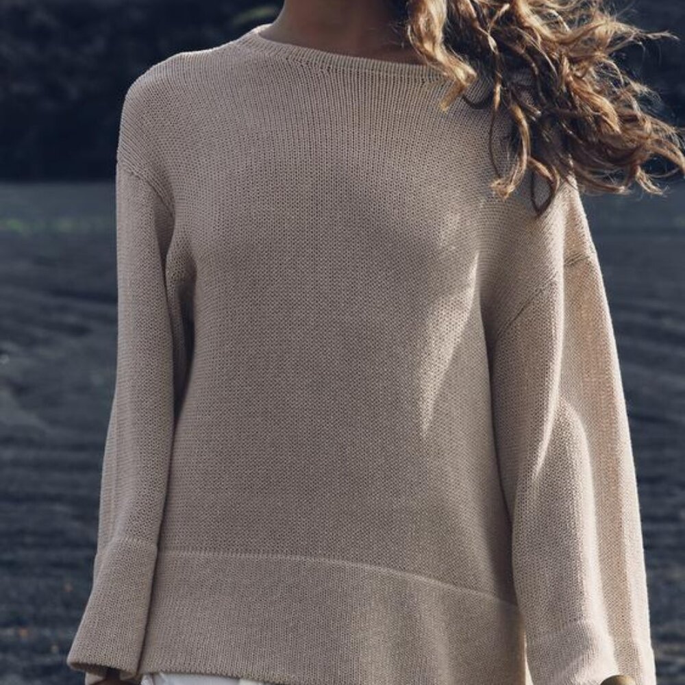 NWT New Zara Basic Knit Sweater Beige Sand Color Size M/L - Picture 3 of 11